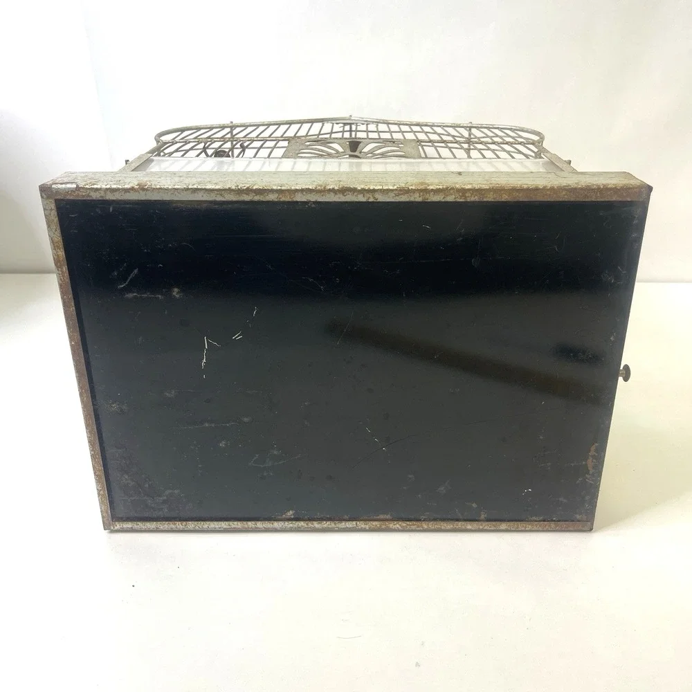 Vintage CROWN Wire Bird Cage w Original Feeder Trays &‎ Slide Tray Hang Hook